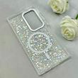 قاب گوشی Galaxy S24 Ultra سامسونگ اورجینال Fashion Case مگ سیف دار رزینی لنز کرومی شاین نقره ای کد 118829