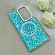 قاب گوشی Galaxy S23 Ultra سامسونگ اورجینال Fashion Case مگ سیف دار رزینی لنز کرومی شاین آبی کد 118835