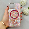 قاب گوشی iPhone 13 - iPhone 14 آیفون اورجینال Fashion Case مگ سیف دار رزینی لنز کرومی شاین صورتی کد 118842