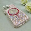 قاب گوشی iPhone 13 - iPhone 14 آیفون اورجینال Fashion Case مگ سیف دار رزینی لنز کرومی شاین صورتی کد 118842
