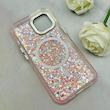قاب گوشی iPhone 13 - iPhone 14 آیفون اورجینال Fashion Case مگ سیف دار رزینی لنز کرومی شاین صورتی کد 118842