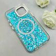 قاب گوشی iPhone 13 - iPhone 14 آیفون اورجینال Fashion Case مگ سیف دار رزینی لنز کرومی شاین آبی کد 118844