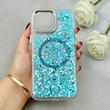 قاب گوشی iPhone 16 Pro Max آیفون اورجینال Fashion Case مگ سیف دار رزینی لنز کرومی شاین آبی کد 118855