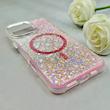 قاب گوشی iPhone 16 Pro Max آیفون اورجینال Fashion Case مگ سیف دار رزینی لنز کرومی شاین صورتی کد 118856