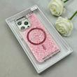 قاب گوشی iPhone 16 Pro آیفون اورجینال Fashion Case مگ سیف دار رزینی لنز کرومی شاین صورتی کد 118859