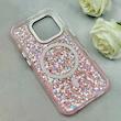 قاب گوشی iPhone 16 Pro آیفون اورجینال Fashion Case مگ سیف دار رزینی لنز کرومی شاین صورتی کد 118859
