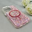 قاب گوشی iPhone 16 Pro آیفون اورجینال Fashion Case مگ سیف دار رزینی لنز کرومی شاین صورتی کد 118859
