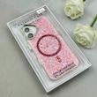قاب گوشی iPhone 16 آیفون اورجینال Fashion Case مگ سیف دار رزینی لنز کرومی شاین صورتی کد 118863