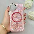قاب گوشی iPhone 16 آیفون اورجینال Fashion Case مگ سیف دار رزینی لنز کرومی شاین صورتی کد 118863