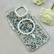 قاب گوشی iPhone 15 آیفون اورجینال Fashion Case مگ سیف دار رزینی لنز کرومی شاین مشکی کد 118866