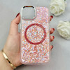 قاب گوشی iPhone 15 آیفون اورجینال Fashion Case مگ سیف دار رزینی لنز کرومی شاین صورتی کد 118868