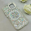 قاب گوشی iPhone 15 آیفون اورجینال Fashion Case مگ سیف دار رزینی لنز کرومی شاین نقره ای کد 118869