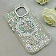 قاب گوشی iPhone 15 آیفون اورجینال Fashion Case مگ سیف دار رزینی لنز کرومی شاین نقره ای کد 118869