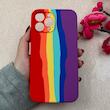 قاب گوشی iPhone 13 Pro Max آیفون سیلیکونی اورجینال رنگین کمانی پاک کنی درجه یک زیربسته محافظ لنز دار کد 119030