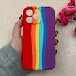 قاب گوشی iPhone 13 Pro آیفون سیلیکونی اورجینال رنگین کمانی پاک کنی درجه یک زیربسته محافظ لنز دار کد 119033