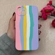 قاب گوشی iPhone 13 آیفون سیلیکونی اورجینال رنگین کمانی پاک کنی درجه یک زیربسته محافظ لنز دار کد 119056