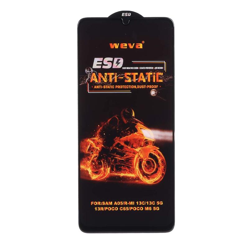 گلس گوشی Galaxy A05 / Redmi 13C / Poco C65 / Redmi M6 5G شیشه ای ESD ویوا WEVA مدل Anti Static اورجینال کد 130052