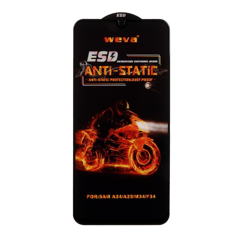 گلس گوشی Galaxy A24 - A25 - M34 - F34 سامسونگ شیشه ای ESD ویوا WEVA مدل Anti Static اورجینال کد 130055