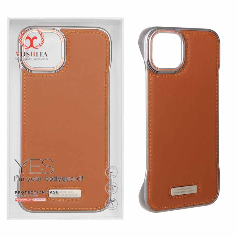 قاب گوشی iPhone 13 - 14 آیفون اورجینال یوشیتا YOSHITA چرمی دوخت دار صحرایی کد 96554