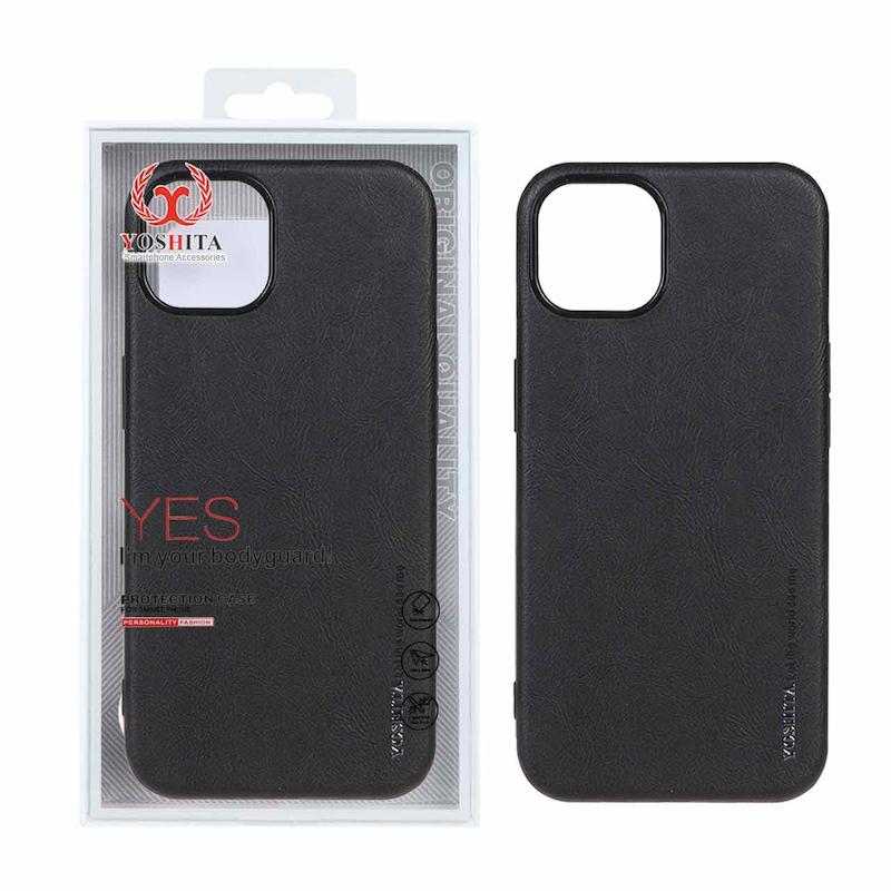 قاب گوشی iPhone 13 - 14 آیفون اورجینال Yoshita یوشیتا چرمی Hard Case مشکی کد 96559