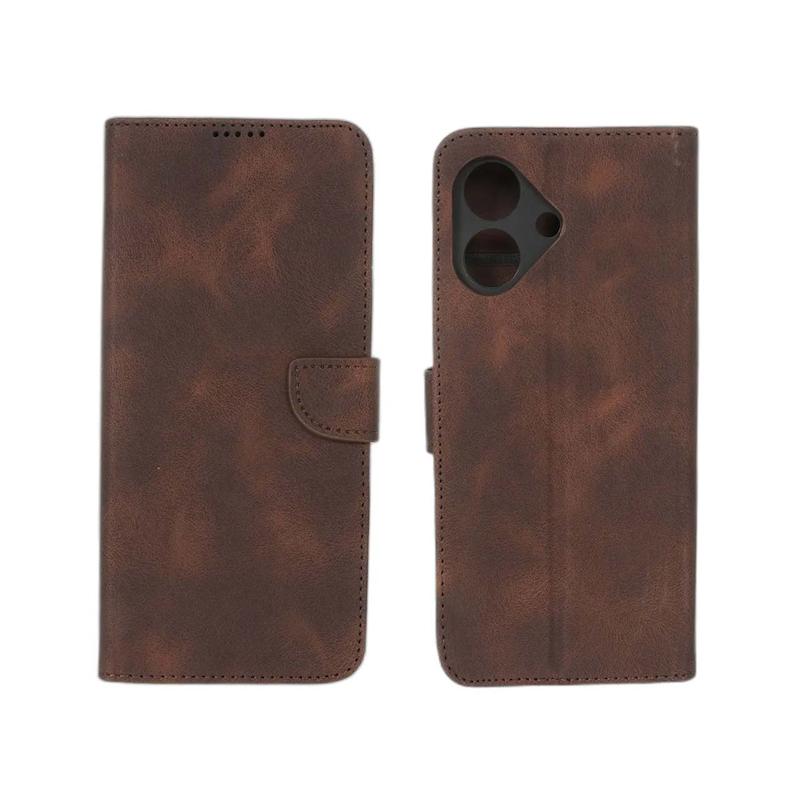 کیف گوشی Honor Play 10 آنر مگنتی طرح چرم کتابی محافظ لنزدار قهوه ای تیره کد 117431