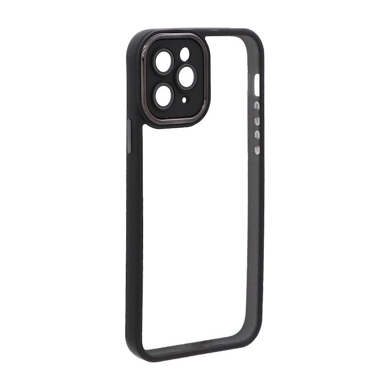قاب گوشی iPhone 11 Pro آیفون متال کیس Metal پشت طلق شفاف شیشه ای محافظ لنزدار مشکی کد 96569