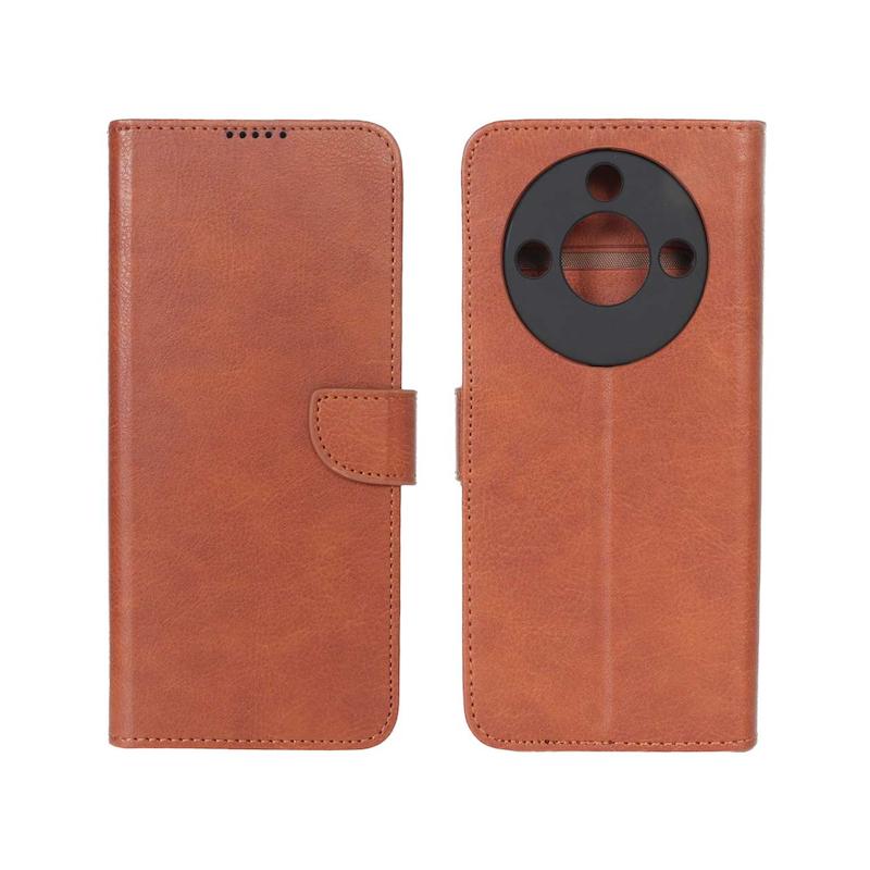 کیف گوشی Honor X9C Smart آنر مگنتی طرح چرم کتابی محافظ لنزدار عسلی کد 117440