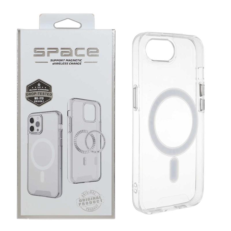 قاب گوشی iPhone 16e آیفون اورجینال اسپیس مگ سیف Space Magsafe طرح طلقی شیشه ای شفاف کد 96574