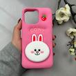 قاب گوشی iPhone 15 Pro Max آیفون سیلیکونی پاک کنی طرح خرگوش پاپ سوکت برجسته کد 119085