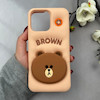 قاب گوشی iPhone 14 Pro Max - iPhone 15 Pro Max آیفون سیلیکونی پاک کنی طرح خرس BROWN پاپ سوکت برجسته کد 119086