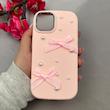قاب گوشی iPhone 13 - 14 آیفون لاکچری SGH پاپیون مرواریدی لنز کرومی صورتی کد 96789