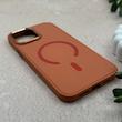 قاب گوشی iPhone 12 Pro Max آیفون اورجینال Premium Case پشت سیلیکونی پاک کنی مگ سیف اورجینال لنزمتال نارنجی کد 119436