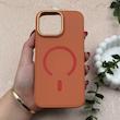 قاب گوشی iPhone 16 Pro Max آیفون اورجینال Premium Case پشت سیلیکونی پاک کنی مگ سیف اورجینال لنزمتال نارنجی کد E21-119449