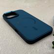 قاب گوشی iPhone 16 Pro Max آیفون اورجینال Premium Case پشت سیلیکونی پاک کنی مگ سیف اورجینال لنزمتال سرمه ای کد E21-119450