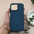 قاب گوشی iPhone 16 Pro Max آیفون اورجینال Premium Case پشت سیلیکونی پاک کنی مگ سیف اورجینال لنزمتال سرمه ای کد E21-119450