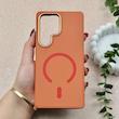 قاب گوشی Galaxy S25 Ultra سامسونگ اورجینال Premium Case پشت سیلیکونی پاک کنی مگ سیف اورجینال لنزمتال نارنجی کد 119481