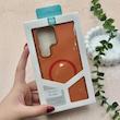 قاب گوشی Galaxy S25 Ultra سامسونگ اورجینال Premium Case پشت سیلیکونی پاک کنی مگ سیف اورجینال لنزمتال نارنجی کد 119481