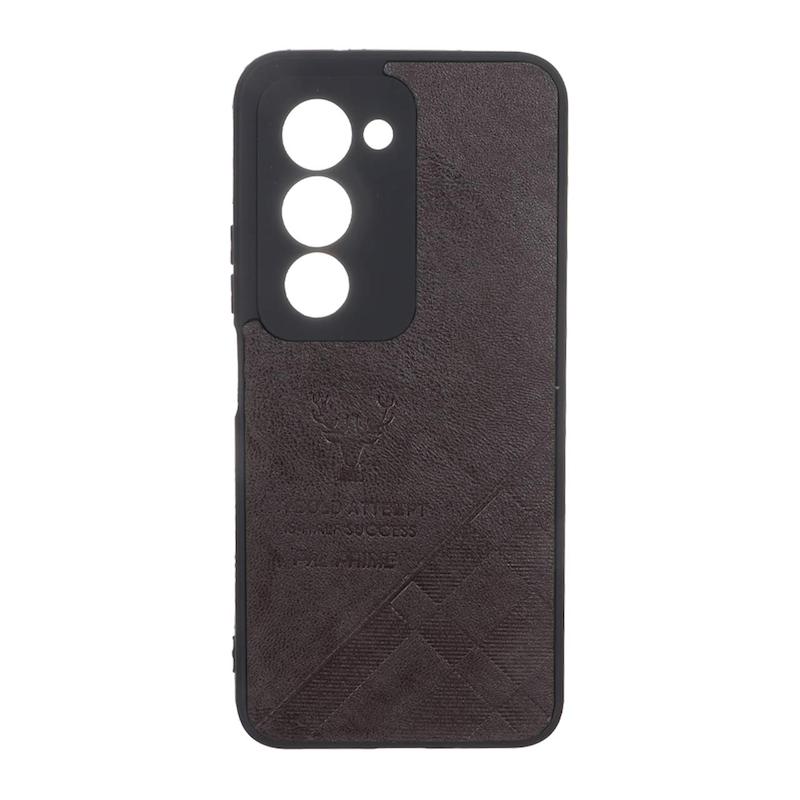 قاب گوشی Redmi 15 4G شیائومی طرح ژله ای چرمی ساده گوزنی محافظ لنزدار قهوه ای تیره کد 96923