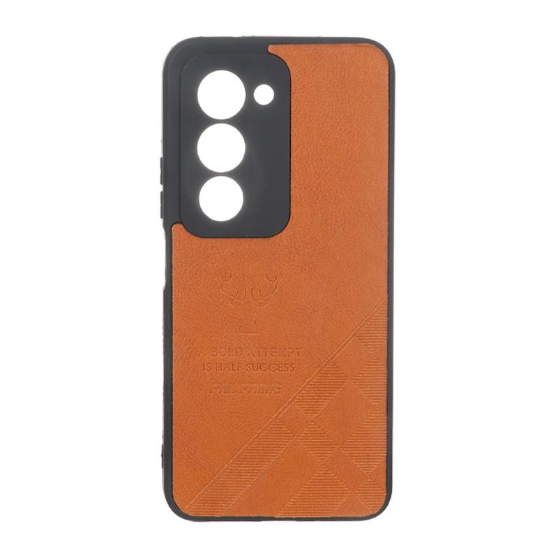 قاب گوشی Redmi 15 4G شیائومی طرح ژله ای چرمی ساده گوزنی محافظ لنزدار قهوه ای روشن کد 96924