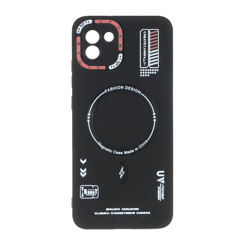 قاب گوشی Galaxy A03 2022 سامسونگ سیلیکونی Fashion Design طرح Magsafe مگ سیف Sport محافظ لنزدار مشکی کد 96925