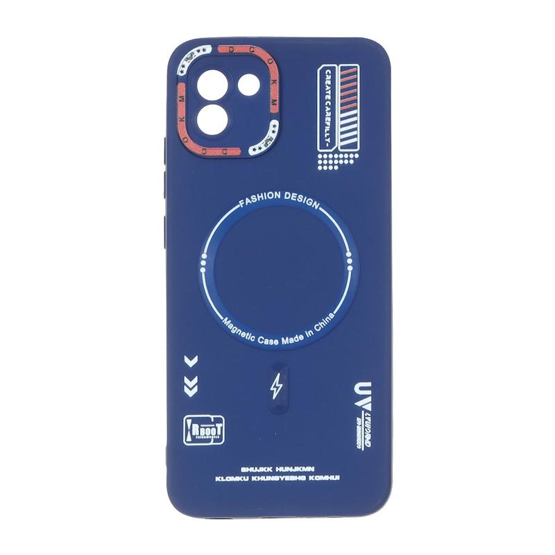 قاب گوشی Galaxy A03 2022 سامسونگ سیلیکونی Fashion Design طرح Magsafe مگ سیف Sport محافظ لنزدار سرمه ای کد 96926