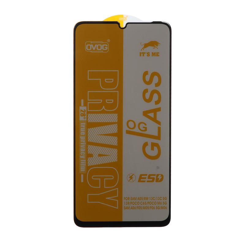 گلس گوشی Galaxy A05 - A06 - Redmi 13C - Poco C65 - Poco M6 5G - Galaxy F05 - M05 - F06 - M06 شیشه ای OG GLASS OVOG مدل پرایوسی Privacy سری ESD اورجینال کد 96964