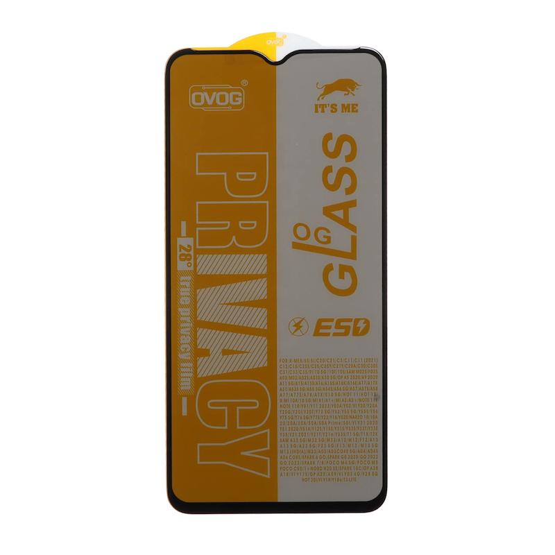 گلس گوشی A12 - A02 - A022 - A02S - A03 - A03S - A13 4G - A13 5G - A03 Core - A04 - A04S - A04E - A04 Core - A23 - A32 5G - M02 - M02S - M12 - M13 4G - M13 5G - M23 5G - M32 5G - M33 - M04 - F04 - F12 - F02S - F13 - F23 شیشه ای OG GLASS OVOG مدل پرایوسی Privacy سری ESD اورجینال کد 96970