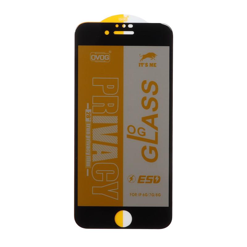 گلس گوشی iPhone 6 / iPhone 6S / iPhone 7 / iPhone 8 آیفون شیشه ای OG GLASS OVOG مدل پرایوسی Privacy سری ESD اورجینال مشکی کد 96996