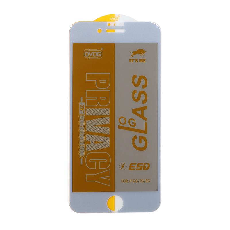 گلس گوشی iPhone 6 / iPhone 6S / iPhone 7 / iPhone 8 آیفون شیشه ای OG GLASS OVOG مدل پرایوسی Privacy سری ESD اورجینال سفید کد 96997
