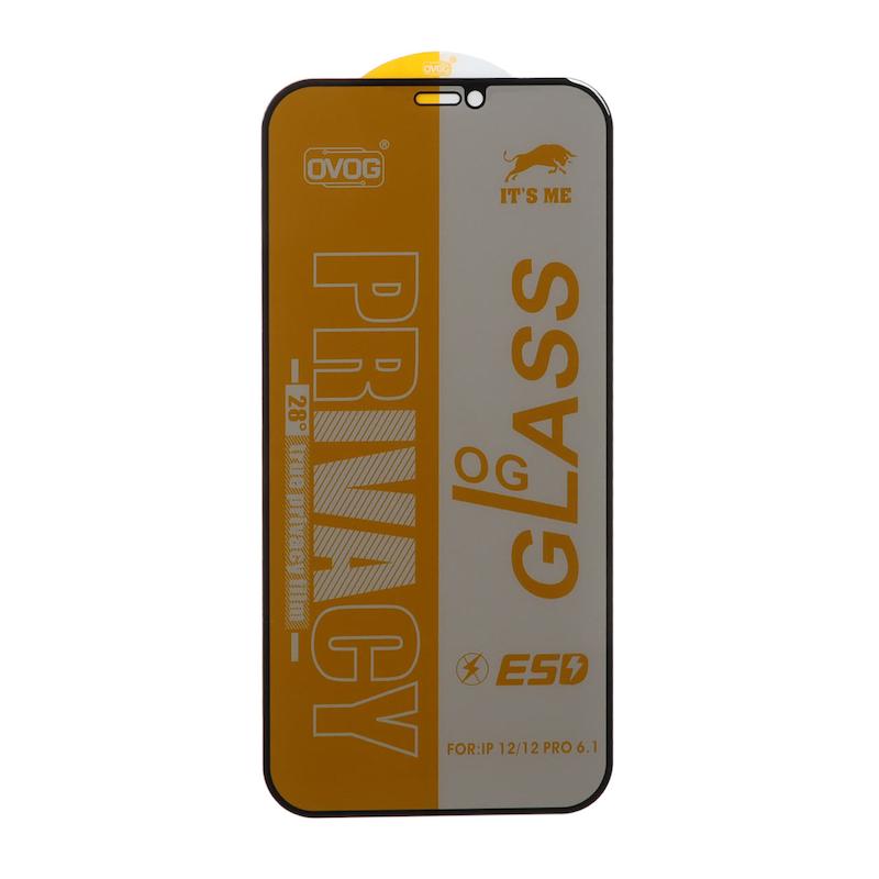 گلس گوشی iPhone 12 / iPhone 12 Pro آیفون شیشه ای OG GLASS OVOG مدل پرایوسی Privacy سری ESD اورجینال مشکی کد 97000