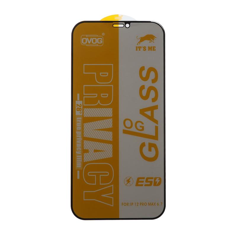 گلس گوشی iPhone 12 Pro Max آیفون شیشه ای OG GLASS OVOG مدل پرایوسی Privacy سری ESD اورجینال مشکی کد 97001
