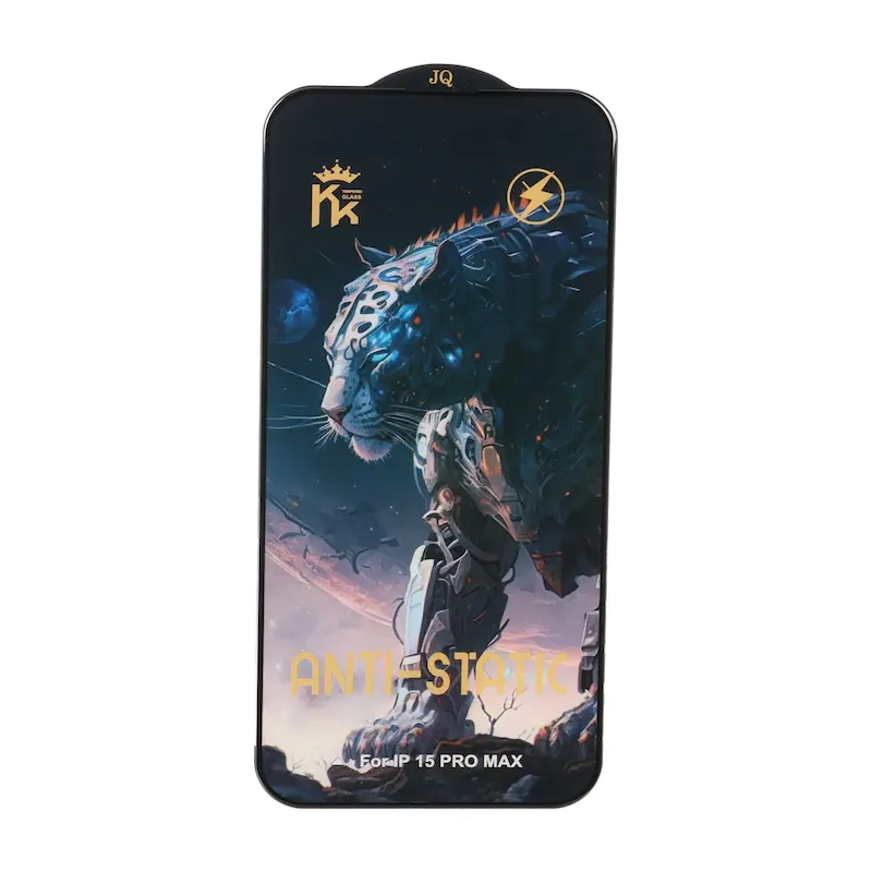گلس گوشی iPhone 15 Pro Max آیفون شیشه ای ANTI-STATIC JQ سری ESD فول کاور اورجینال کد 97009