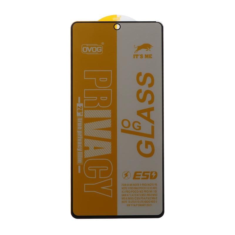 گلس گوشی Redmi Note 9S - Note 9 Pro - Poco X3 - X3 NFC - X3 Pro - Galaxy A71 - A72 - A73 - M51 - M52 - M53 - M54 - M55 - F54 - M62 - Note 10 Lite - S10 Lite - Huawei Y7A - P S mart 2021 شیشه ای OG GLASS OVOG مدل پرایوسی Privacy سری ESD اورجینال