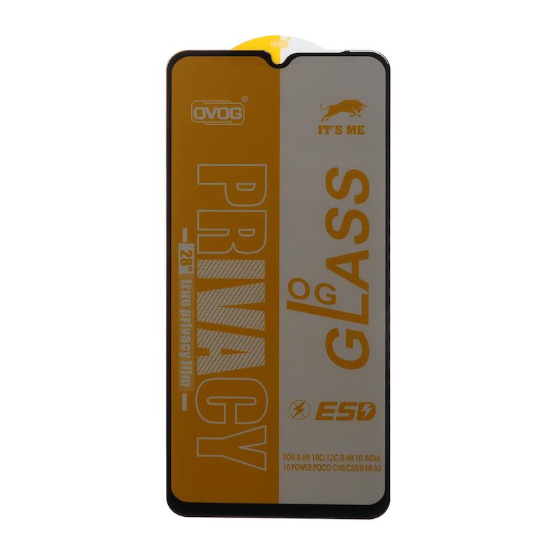 گلس گوشی Redmi 10C / Redmi 10 Power / Poco C40 / Poco C61 / Redmi 12C / Redmi 11A / Poco C55 / Redmi A3 / Redmi A3X شیشه ای OG GLASS OVOG مدل پرایوسی Privacy سری ESD اورجینال کد 97026
